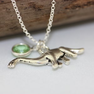 Dinosaur necklace - birthstone necklace -  3D dinoasaur necklace - personalized necklace