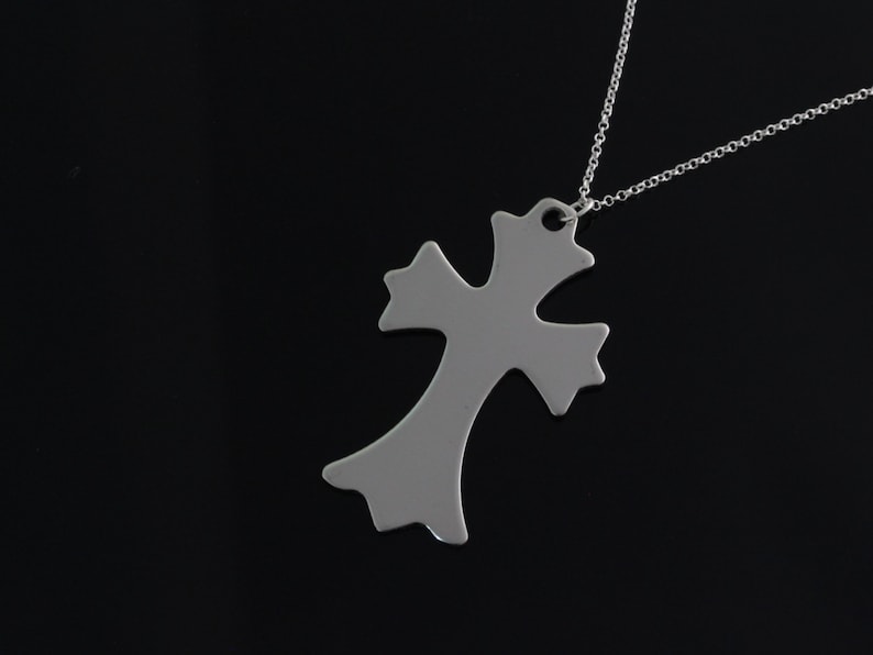 cross necklace Men cross necklace Large stainless steel cross pendant on sterling silver chain necklace large cross necklace