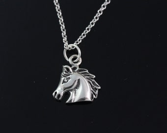 Horse head Necklace, Silver horse head necklace, sterling silver horse pendant necklace,925 sterling silver horse jewelry C RX 126