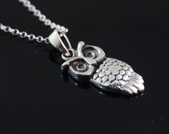 925 Sterling silver owl Necklace, Silver owl Jewelry, owl pendant necklace, sterling silver owl jewelry