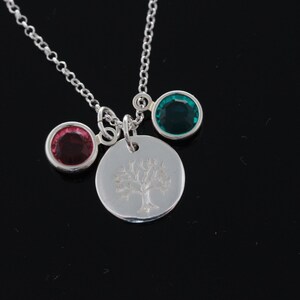 Baum des Lebens-Halskette, personalisierte Lebensbaum Halskette, 925 Sterlingsilber Lebensbaum anfängliche und Geburtssteine, Baum des Lebens Schmuck