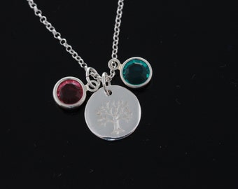Tree of Life Necklace, Personalized Tree of Life Necklace, 925 Sterling silver tree of life initial and birthstone, Tree of life Jewelry