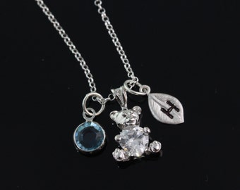 Collier ours en peluche, personnalisé, ours en peluche en argent sterling 925 Pendentif et chaîne en argent sterling, avec ZIRCONE CUBIQUE