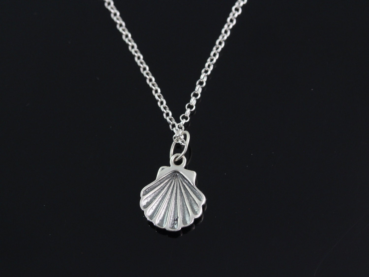 925 Sterling Silver Sea Shel Lnecklace, Silver Sea Shell Necklace ...