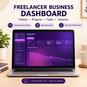Freelancer Client Portal HTML Dashboard, Invoice Tracker & Project Manager