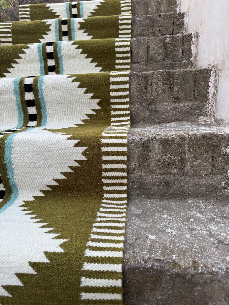 Wool Staircase Runner Rug | Modern Geometric Wool Runner | Artisan ...
