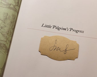 Signature Sticker for Little Pilgrim's Progress (or other) book by Joe Sutphin - Kraft Paper 3"x2"