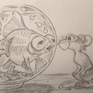 Original Art - Preliminary Pencil Drawing - For Raffie on the Run - Chapter 35 - Garcia Goldfish - 8.5 x 11 - This is OOAK