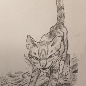 Original Art - Preliminary Pencil Drawing - For Raffie on the Run - Chapter 42 - Cat in Subway - 8.5 x 11 - This is OOAK