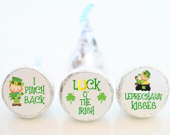 St. Patrick&#39;s Day Kisses - St. Patrick&#39;s Day Party Favor Hershey Kiss Stickers - STP001 - STICKERS ONLY :)