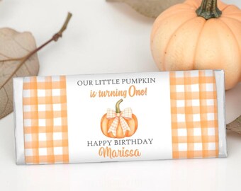 Our Little Pumpkin Theme Birthday Party Full Size Candy Bar Labels, 1st Birthday Theme Party - OLP772 - LABELS ONLY :)