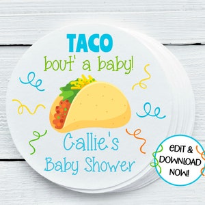 Taco Fiesta Theme Party Printables, baby shower gift tags - You Print - DIGITAL FILE ONLY - Gift Tags - 1.5&quot;, 2&quot;, 2.5&quot; sizes - TAB029