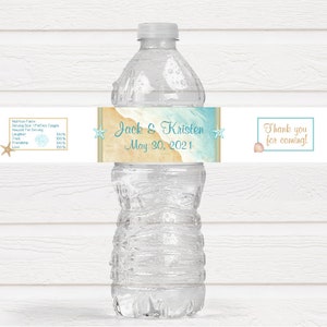 Personalized Beach Wedding Water Bottle Labels, Beach Theme Shower - BEA220 - LABELS ONLY :)