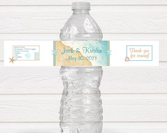 Personalized Beach Wedding Water Bottle Labels, Beach Theme Shower - BEA220 - LABELS ONLY :)