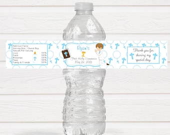 Personalized First Communion Water Bottle Labels - FCC222 - LABELS ONLY :)