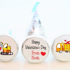 Personalized Valentine Construction Hershey Kiss Party Favor Stickers -  Valentine&#39;s Day Party Favors - VAL014 - STICKERS ONLY :)