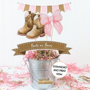 Boots or Bows Gender Reveal Centerpieces Party Decor, 3 Sizes, DIGITAL FILES ONLY - pdf - Nothing Shipped - Available immediately :)