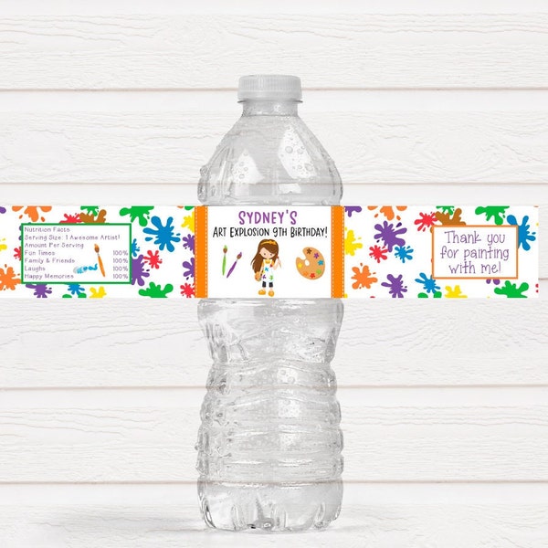 Personalized Painting Art Birthday Party Water Bottle Labels, Paint Theme Party - PAI220 - LABELS ONLY :)