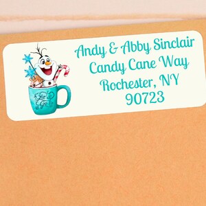 Personalized Christmas Snowman in Mug Return Address Labels - A Beautiful Touch for Your Holiday Cards - CHR410 - LABELS ONLY :)