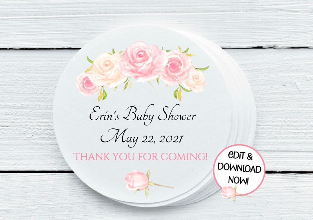 Personalized Pink Rose Floral Printables, Wedding Tags Labels - You ...