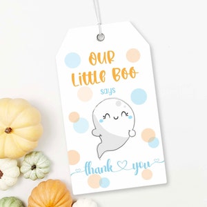 A Little Boo Ghost Baby Shower Thank You Tag Printable, ALB453 - DIGITAL FILES ONLY - pdf jpg - Nothing Shipped - Available immediately :)