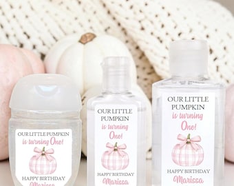 Our Little Pumpkin Girl Theme Birthday Party Hand Sanitizer Favor Labels - 1st Birthday - OLP100 - LABELS ONLY :)