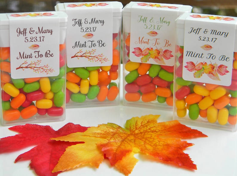 Personalized Fall Wedding Tic Tac Party Favor Labels Bridal Shower Tictac Favors FAL200 LABELS ONLY : image 1