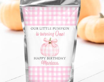 Our Little Pumpkin Fall Theme Girl Birthday Party Juice Pouch Labels - 1st Birthday Juice Labels - OLP260 - LABELS ONLY :)