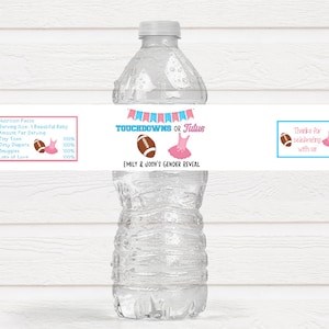 Personalized Touchdowns or Tutus Gender Reveal Baby Shower Water Bottle Labels - TOT220 - LABELS ONLY :)