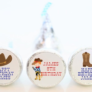 Personalized Cowboy Birthday Party Hershey Kiss Sticker Favors - Western Cowboy Party Favors - WES001 - STICKERS ONLY :)