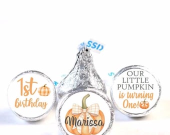 Our Little Pumpkin Theme Hershey Kiss Sticker Favors - 1st Birthday Party Favors - OLP003 - LABELS ONLY :)