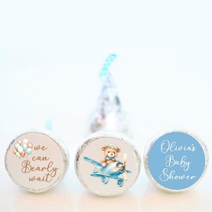 Personalized We Can Bearly Wait Baby Shower Party Favor Hershey Kiss Stickers - 3 Designs - Baby Shower Favors - BER002 - STICKERS ONLY :)