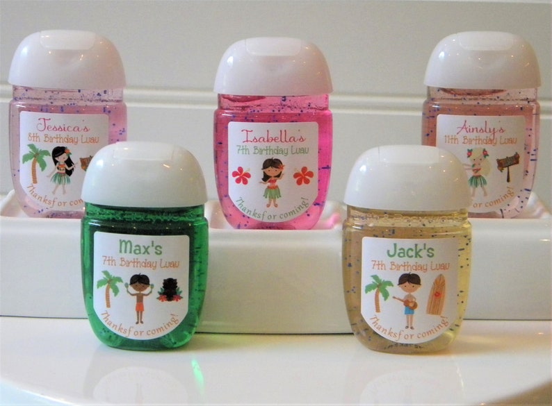 30 Luau Hawaiian Birthday Party Favors Personalized Nugget Labels