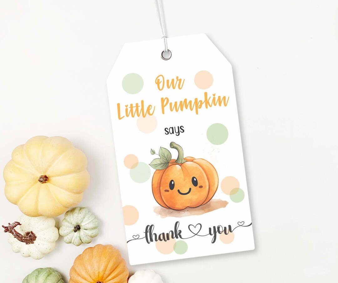 Little Pumpkin Baby Shower Thank You Tag Printable, PUM450 - DIGITAL ...