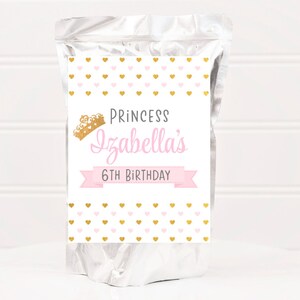 Personalized Princess Birthday Party Juice Pouch Labels - Princess Party Supplies - PNC260 - LABELS ONLY :)