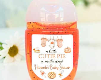 Personalized Little Cutie Pie Fall Theme Baby Shower Hand Sanitizer Party Favor Labels - LCP100 - LABELS ONLY :)