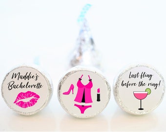 Personalized Bachelorette Hershey Kiss Party Favors - Girls Night Out - 21st Birthday Favors - BAC001 - STICKERS ONLY :)