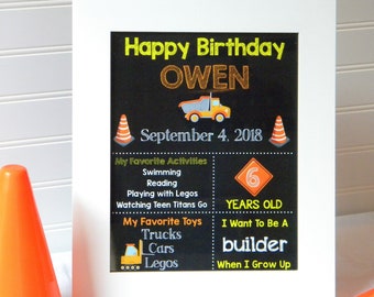 Digital Download - Construction Party Sign - Personalized Construction Party Decor - Personalized Birthday Sign - YOU Print - Download