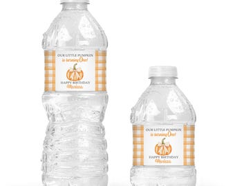 Our Little Pumpkin Theme Birthday Party Water Bottle Labels - 1st Birthday Fall Theme - LABELS ONLY :)  OLP222