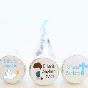 Personalized Baptism Hershey Kiss Party Favor Stickers - Confirmation First Communion Favors - FCC001 - STICKER ONLY :)