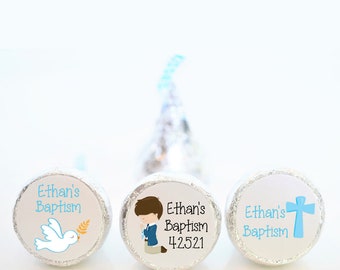 Personalized Baptism Hershey Kiss Party Favor Stickers - Confirmation First Communion Favors - FCC001 - STICKER ONLY :)