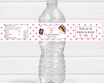 Personalized First Communion Water Bottle Labels - FCC221 - LABELS ONLY :)