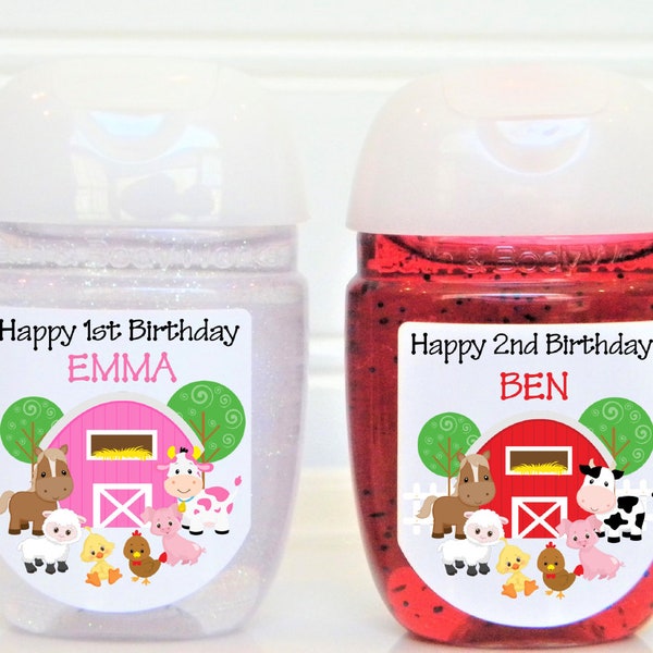Personalized Farmyard Theme Birthday Party Hand Sanitizer Favor Labels - Farm Favor Labels - FAR100 -LABELS ONLY :)