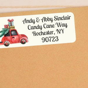 Gepersonaliseerde Volkswagen Bug Christmas Return Address Labels - Een mooie touch voor uw vakantiekaarten - CHR404 - LABELS ALLEEN :)