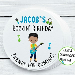 Personalisierte Rock Star Boy Party Printables, Rock Geschenkanhänger - Sie drucken - NUR DIGITALDATEI - Geschenkanhänger - 1,5&quot;, 2&quot;, 2,5&quot; Größen - ROK027