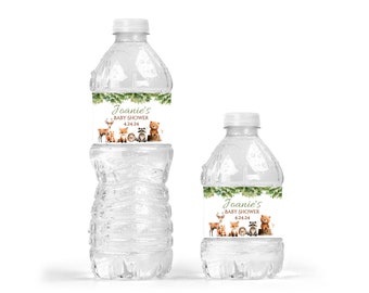 Adorable Personalized Woodland Animals Baby Shower or Birthday Water Bottle Labels - Forest Animal Shower theme - WAN220 - LABELS ONLY :)