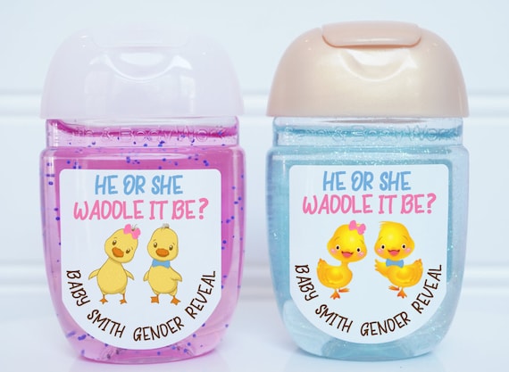 Waddle It Be Baby Duck Gender Reveal Hand Sanitizer Baby Shower Favors - Personalized - WAD100 - LABELS ONLY :)