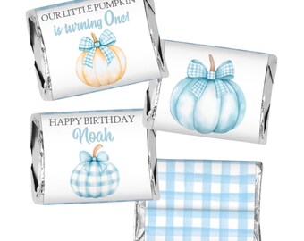 Our Little Pumpkin Fall Theme Hershey Miniatures OR Nuggets Party Favor Labels - Boy 1st Birthday Favors - TAS321 - STICKERS ONLY :)