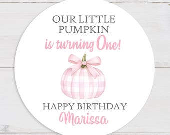 Our Little Pumpkin Girl Theme Birthday Party Favor Labels - 1st Birthday Favor Labels - Gift Tags - OLP025 - 1.5", 2", 2.5" sizes