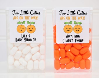 Personalized Little Cutie Twins Tictac Baby Shower Party Favor Labels - Cutie Candy Shower Labels - CUT201 - STICKERS ONLY :)